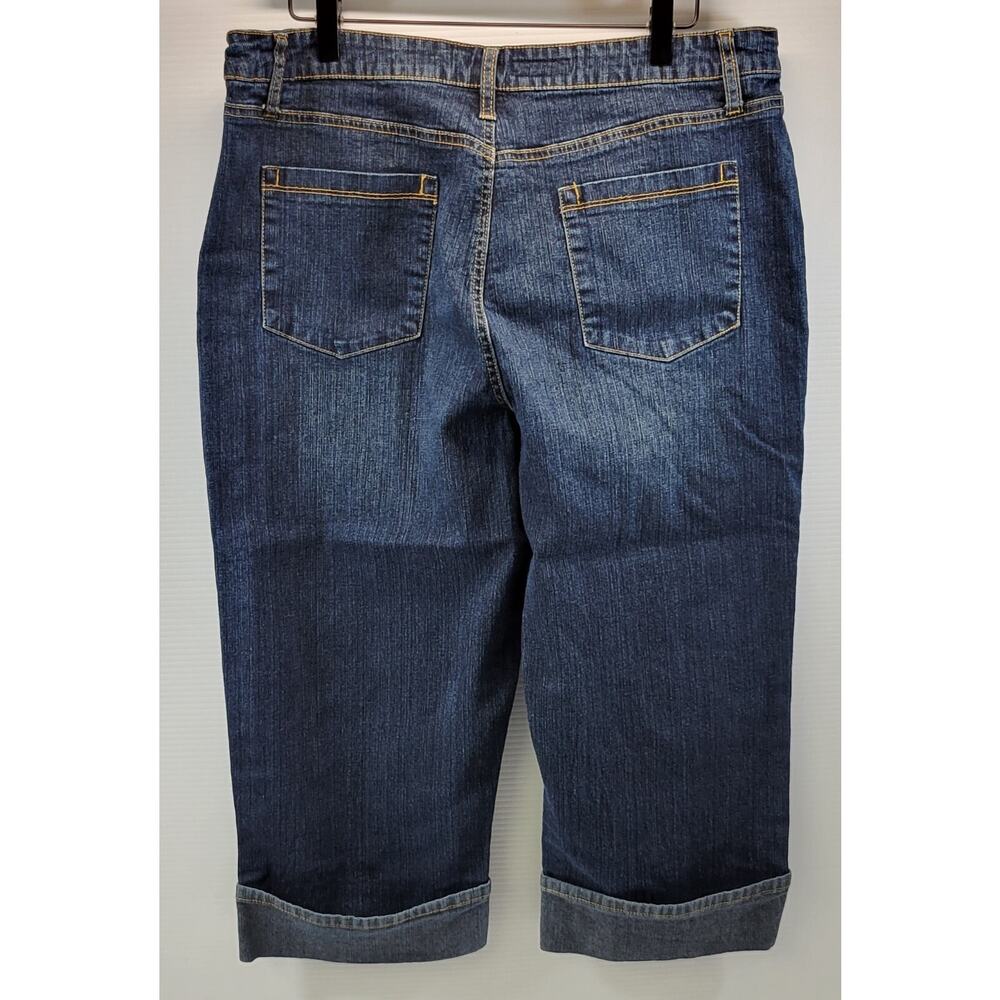 L) Daihong Women Capri Cuffed Denim Jeans Size 16 - Picture 4 of 10